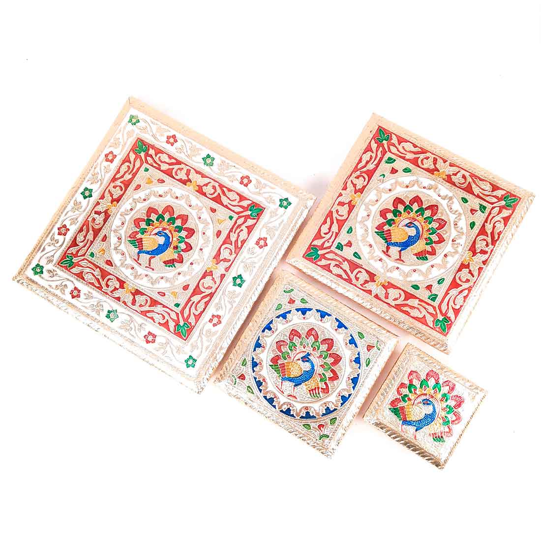 Pooja Chowki - For Sitting, Puja & Home Decor - Pack of 4 - ApkaMart #Style_Design 2