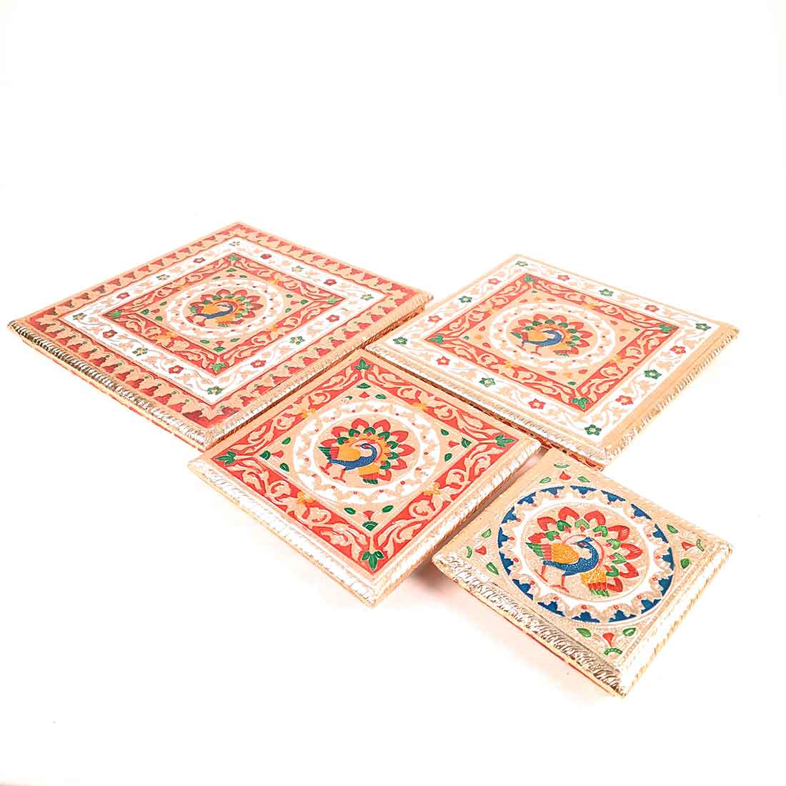 Decorative Chowki - Pack of 4 - For Sitting, Puja & Home Decor - ApkaMart#Style_Design 2