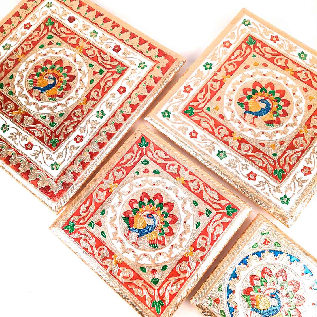 Decorative Chowki - Pack of 4 - For Sitting, Puja & Home Decor - ApkaMart#Style_Design 2