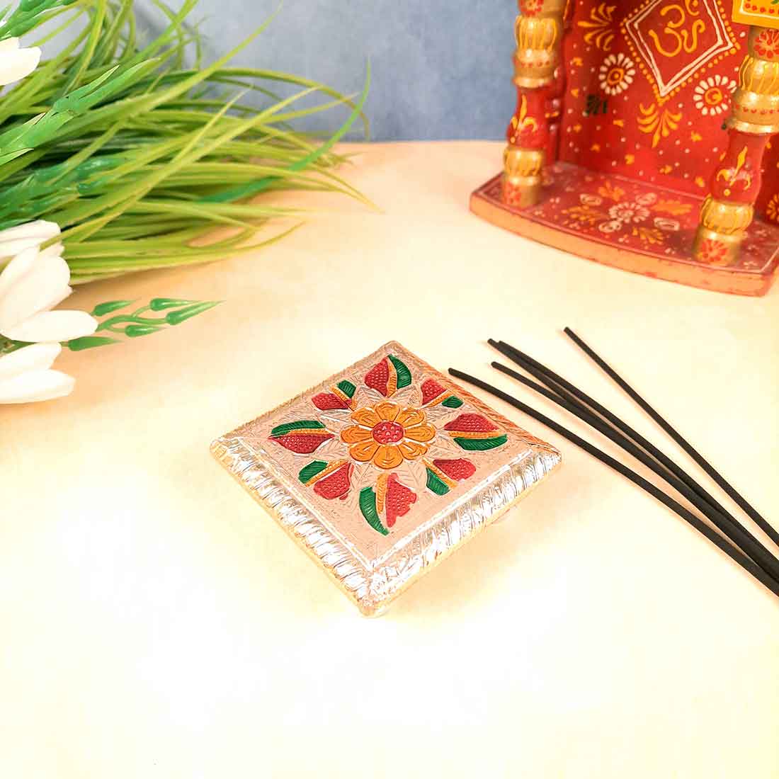 Minakari Chowki | Pooja Chowki - For Pooja & Return Gifts - 4 Inch - ApkaMart #Style_Design 2