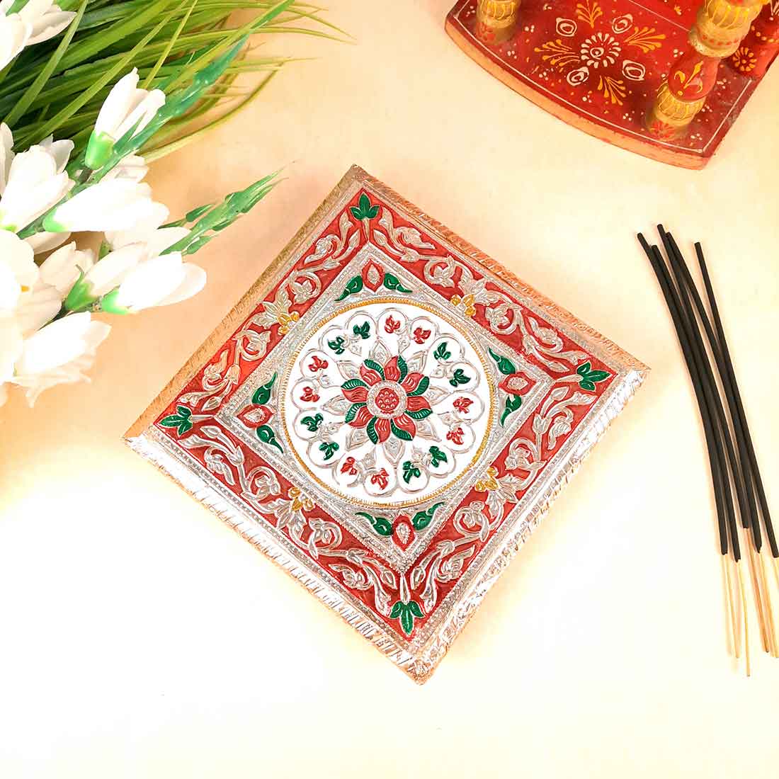 Minakari Chowki Bajot - Set of 3 - Set of 8, 10, 12 Inch Bajot - ApkaMart #Style_Design 2