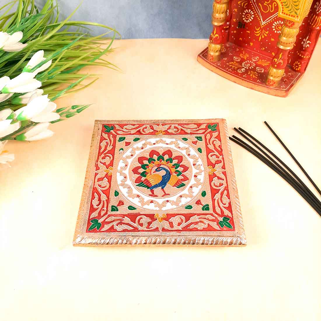 Pooja Chowki Bajot | Wooden Chowki Set - For Pooja, Festivals, Temple & Home Décor - 6, 8 Inch