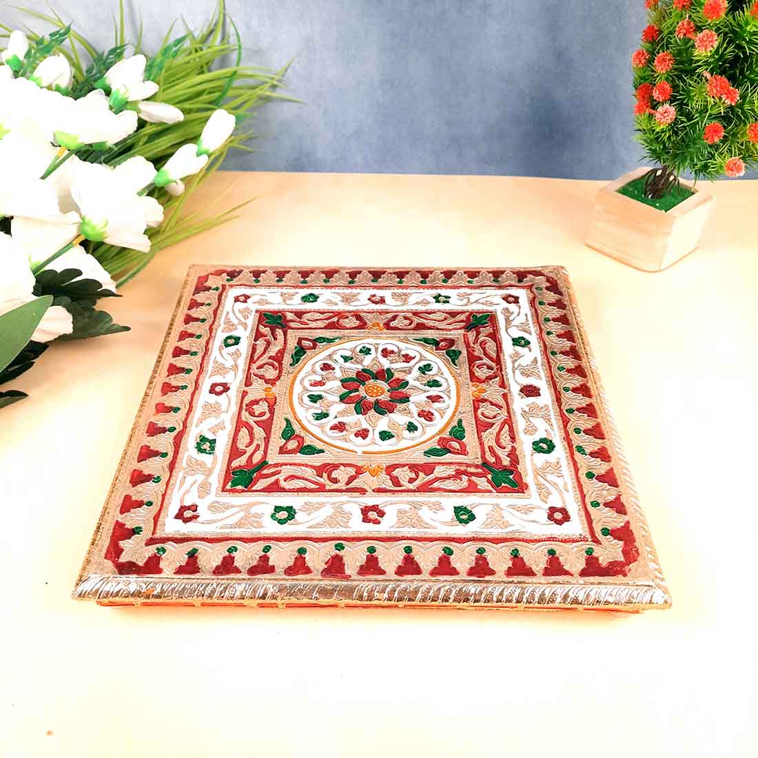 Pooja Chowki Bajot - Set of 2 - 10 Inch & 12 Inch Bajot - ApkaMart #style_Design 2