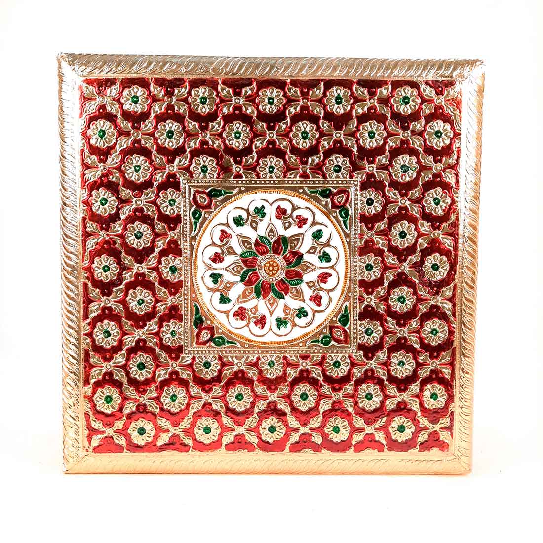 Minakari Chauki | Pooja Chowki Bajot - For Diwali Pooja, Festivals, Ceremonies & Home Decoration -12 inch - Apkamart #Style_Pack of 2