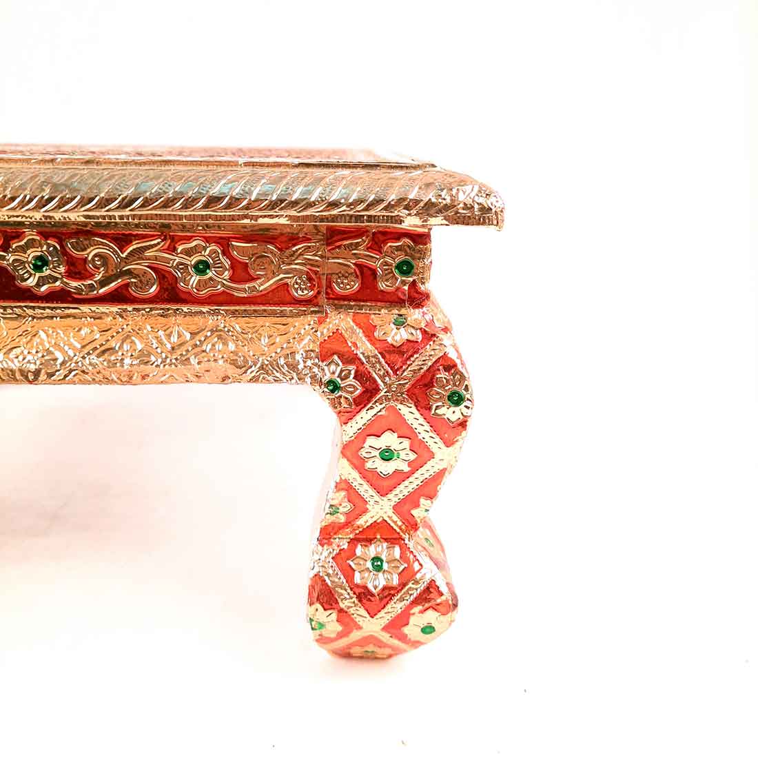 Pooja Chowki Bajot | Wooden Minakari Chowki - For Pooja, Festivals & Home Décor - Apkamart #Style_Pack of 1