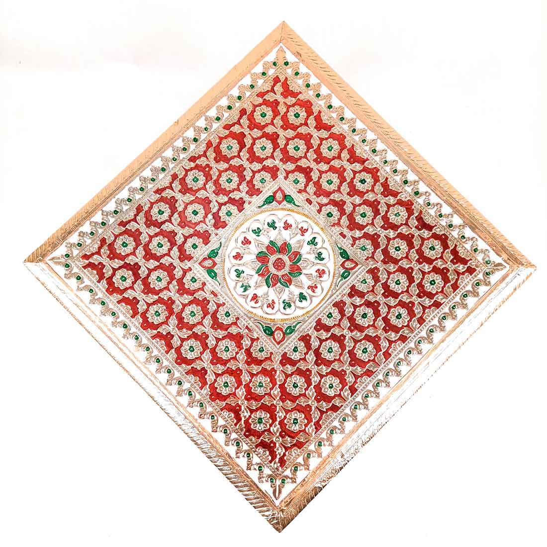 Pooja Chowki Bajot | Wooden Minakari Chowki - For Pooja, Festivals & Home Décor - Apkamart #Style_Pack of 1