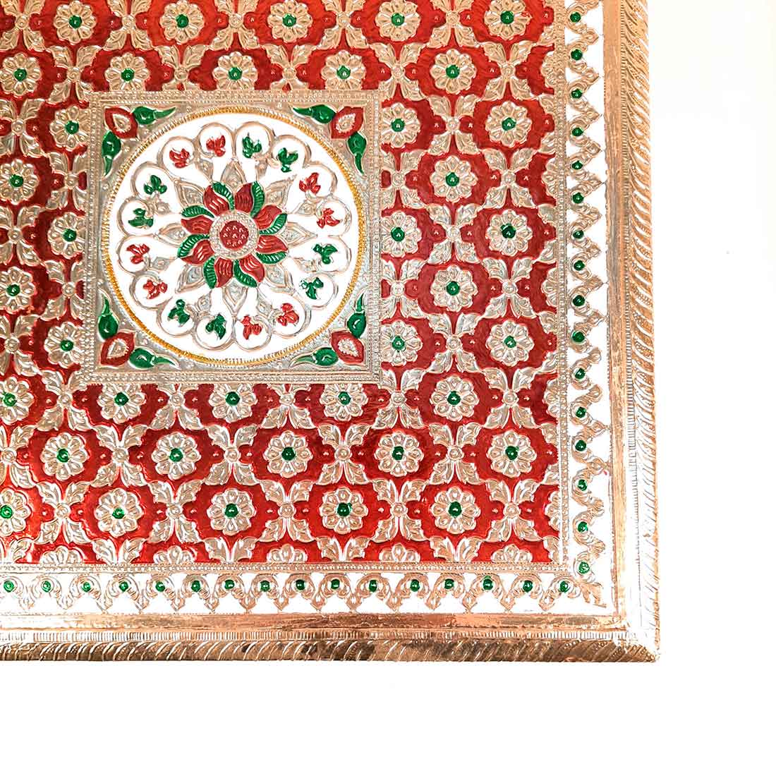 Pooja Chowki Bajot | Wooden Minakari Chowki - For Pooja, Festivals & Home Décor - Apkamart #Style_Pack of 1