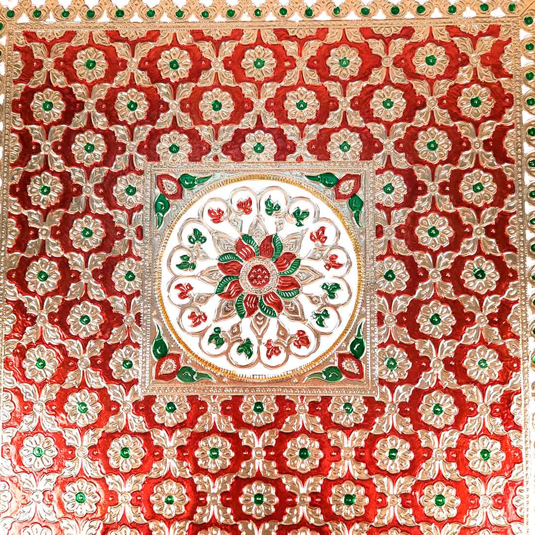 Pooja Chowki Bajot | Wooden Minakari Chowki - For Pooja, Festivals & Home Décor - Apkamart #Style_Pack of 2