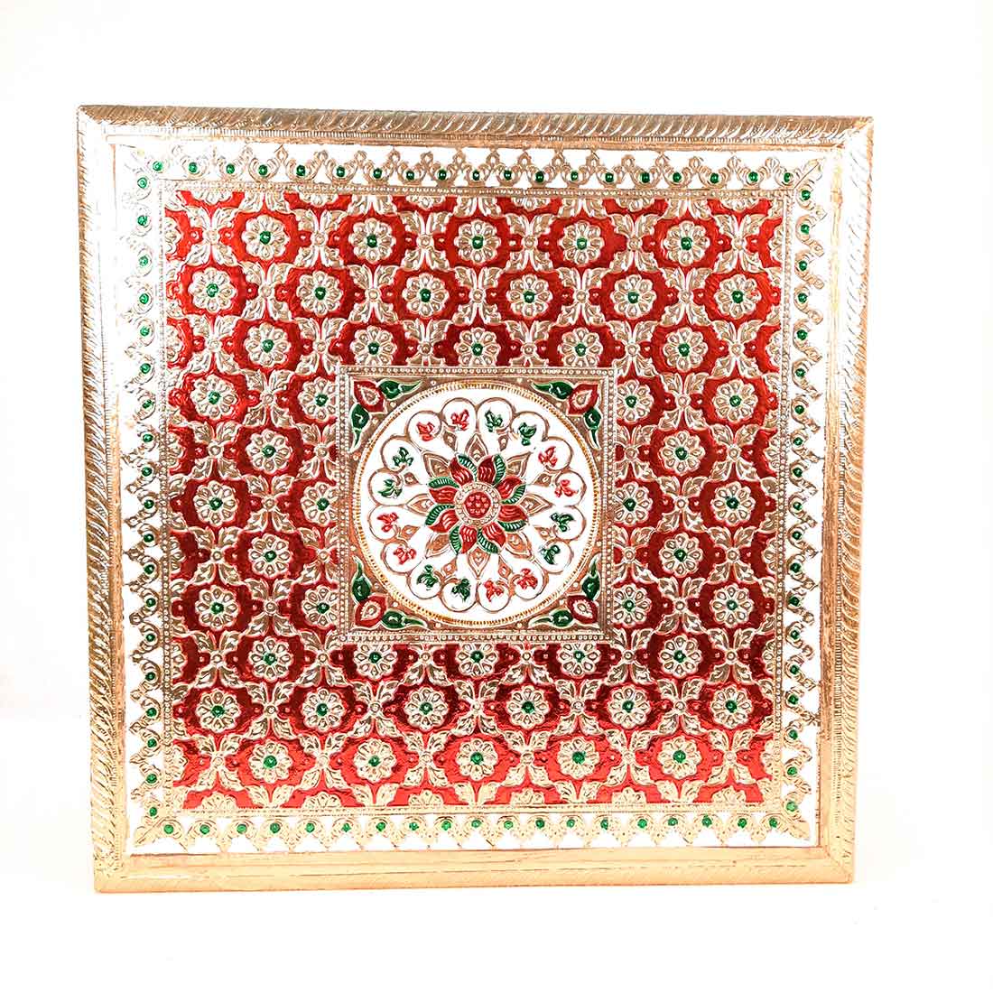 Pooja Chowki Bajot | Wooden Minakari Chowki - For Pooja, Festivals & Home Décor - Apkamart #Style_Pack of 1