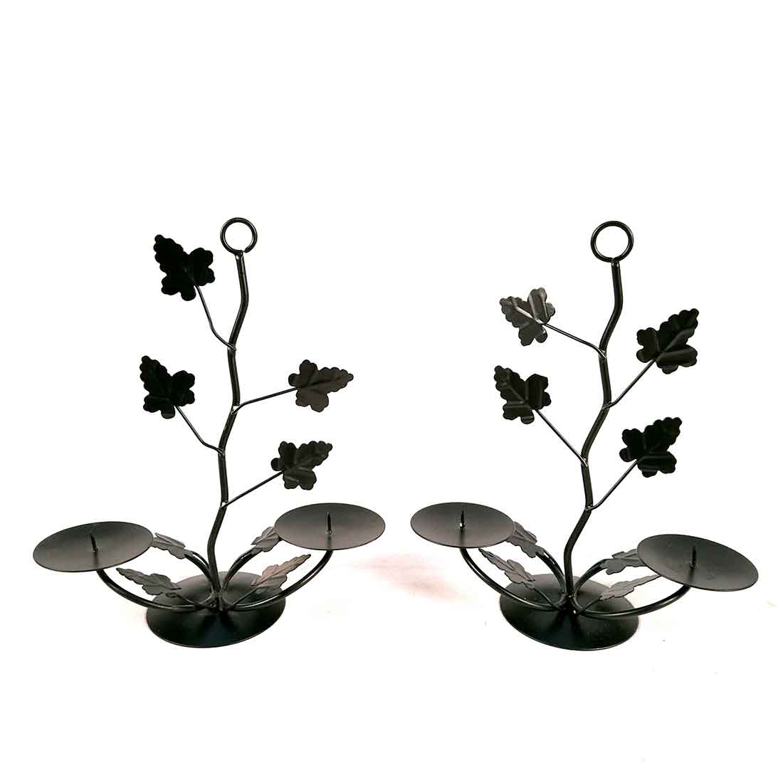 TeaLight Holder Antique | Candle Holders Stand With Two Slots | Tea Light Candle Stands - Tree Branch Design - For Home, Table, Living Room, Dining room, Bedroom Decor | For Festival Decoration & Gifts  - Set of 2