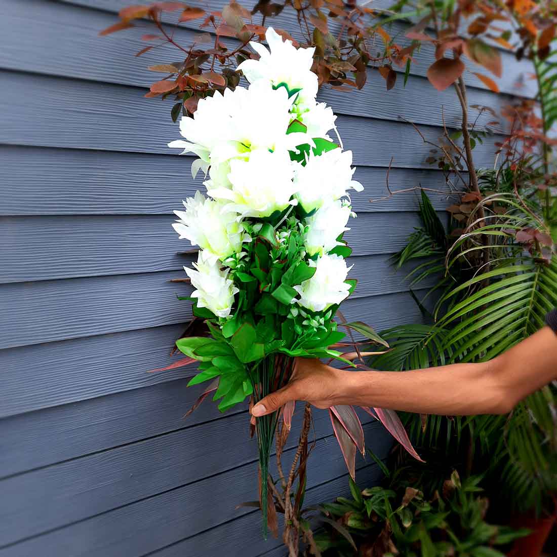 Artificial Flowers Bunch- Apkamart #color_White