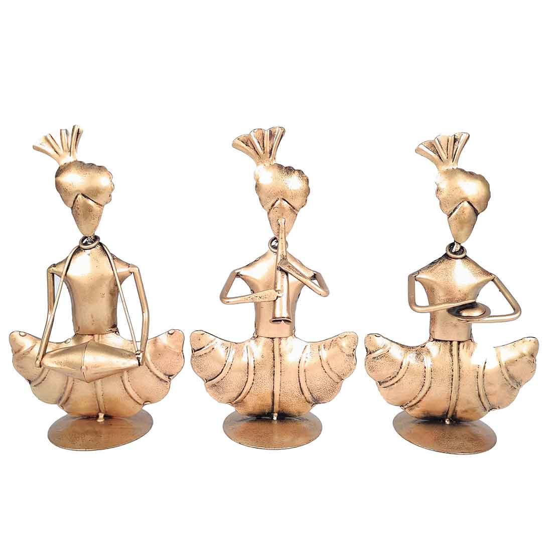 Rajasthani Musician Showpiece - For Table & Home Decor - 8 Inch - Set of 3 - ApkaMart