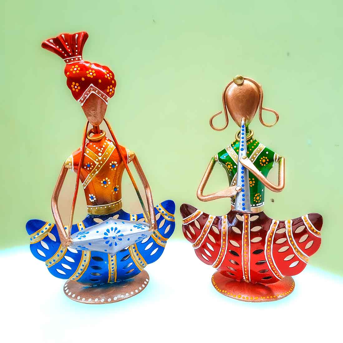 Candle Holder Stand | Tea Light Holder With One Slots Cum Showpiece | Tea Light Candle Stands - Musicians Design - For Home, Table, Living Room, Dining room, Bedroom Decor | For Diwali Decoration & Gifts - Set of 2 - Apkamart #Style_Design 2