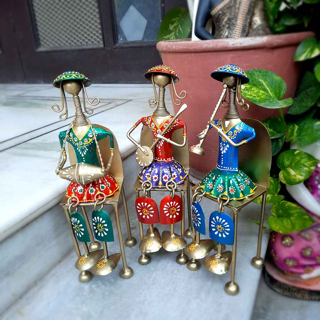 Musician Showpiece - Metal Figurines - For Table Decor & Living Room - 12 Inch -Set of 3 - ApkaMart