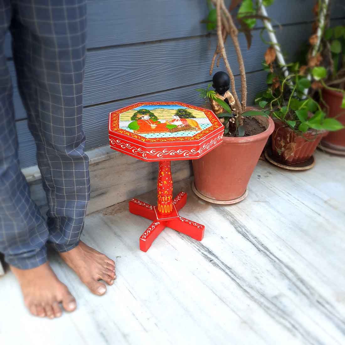 Corner Table | Bed Side Table for Small Spaces - 16 inch - ApkaMart