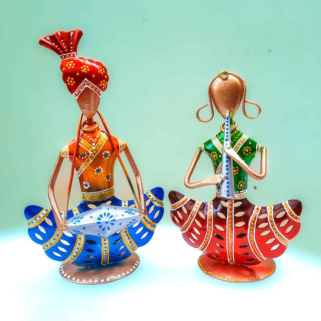 Candle Holder Stand | Tea Light Holder With One Slots Cum Showpiece | Tea Light Candle Stands - Musicians Design - For Home, Table, Living Room, Dining room, Bedroom Decor | For Diwali Decoration & Gifts - Set of 2 - Apkamart #Style_Design 2