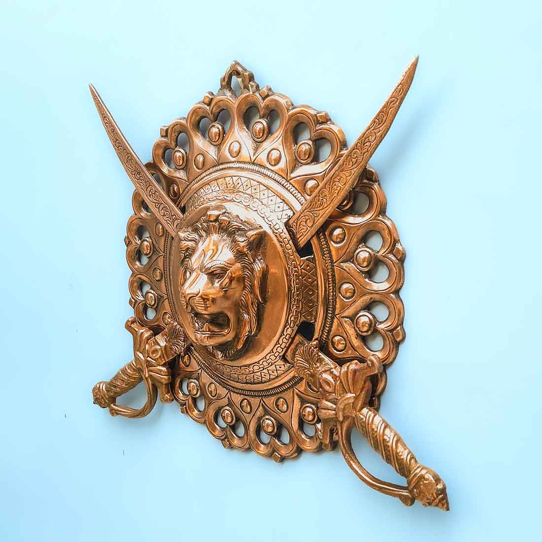 Dhal Talwar Showpiece - Lion Design - For Wall Decor - 18 Inch - Apkamart - #Style_pack of 1