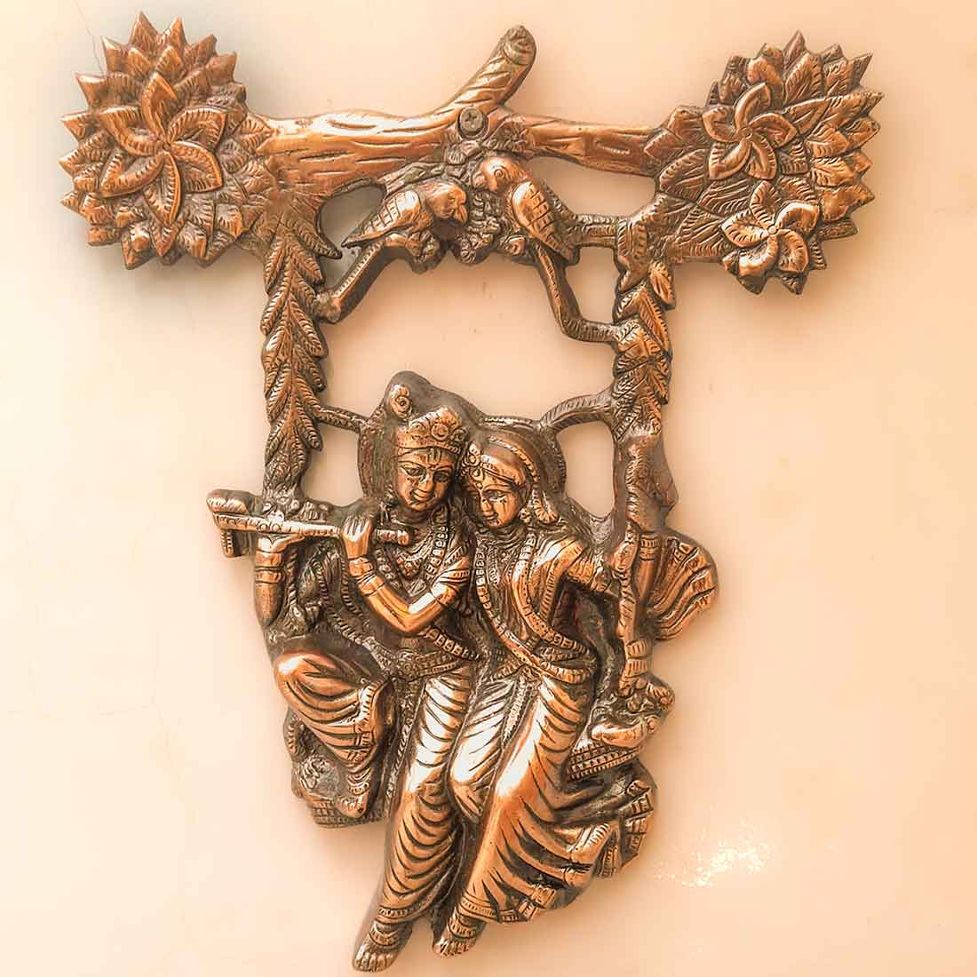 Radha Krishna Wall Hanging - Sitting on Jhula - For Wall Decor & Gifts - ApkaMart