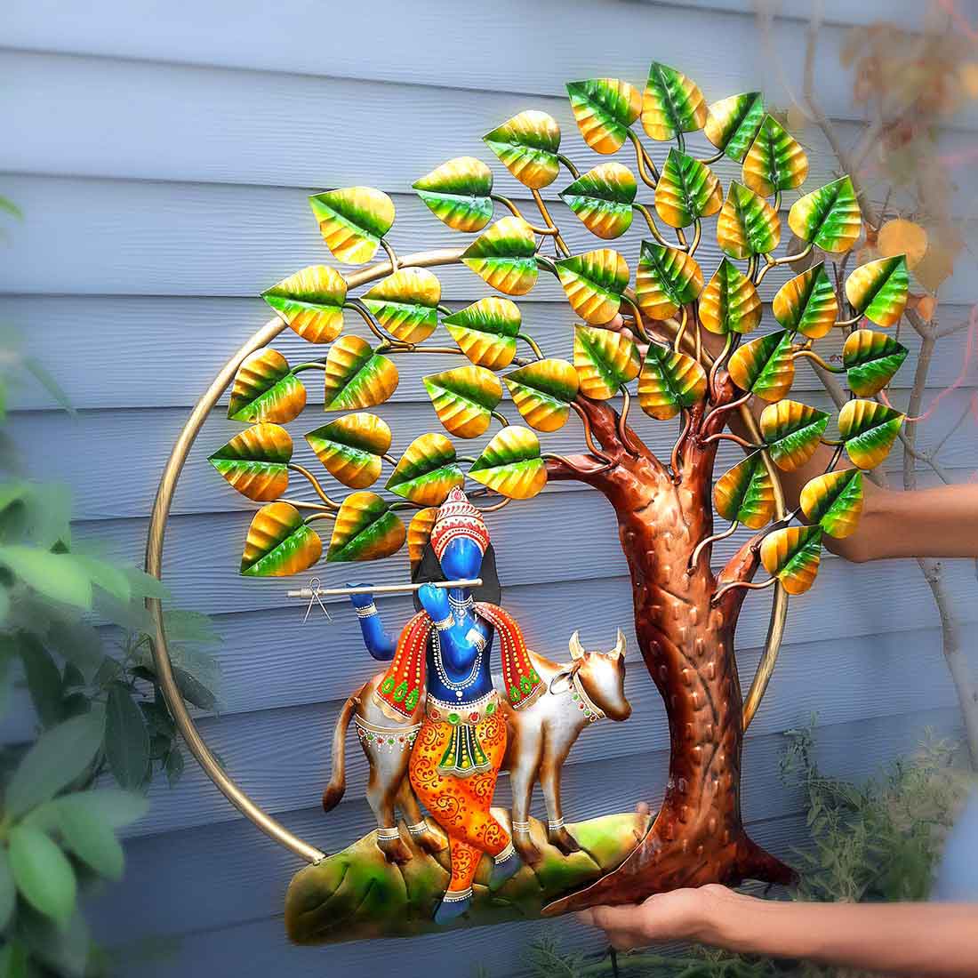 Krishna Backlit Wall Hanging - Metal Wall Art Decor - For Home Decor & Gifts -25 Inch - ApkaMart