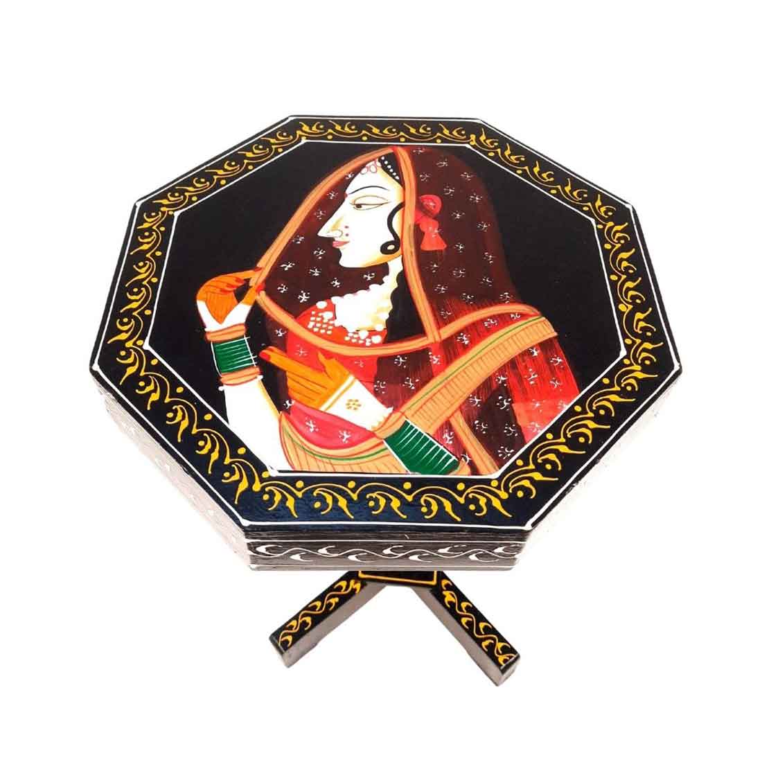 Side Table Stool Wooden | End Table | - Bani Thani Design - for Living Room, Home & Corner Decor & Gifts - 16 inch - apkamart #Style_Pack of 1