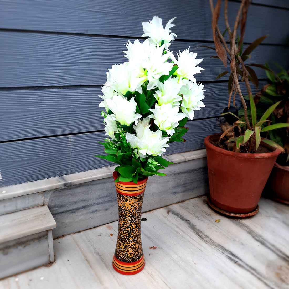 Artificial Flowers Bunch- Apkamart #color_White