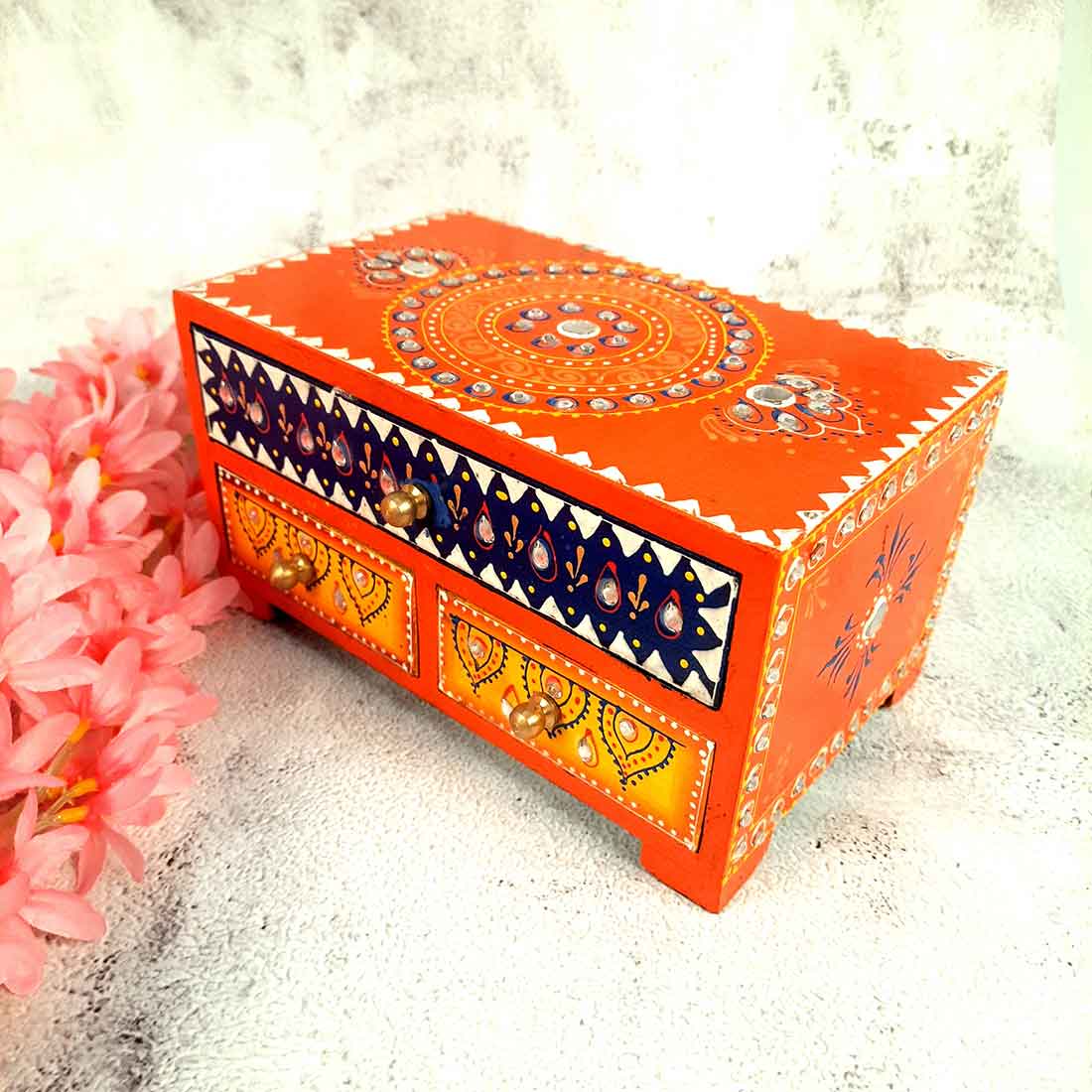 Jewelry Box Wood | Jewellery Organizer | Drawer Box - 9 Inch - ApkaMart