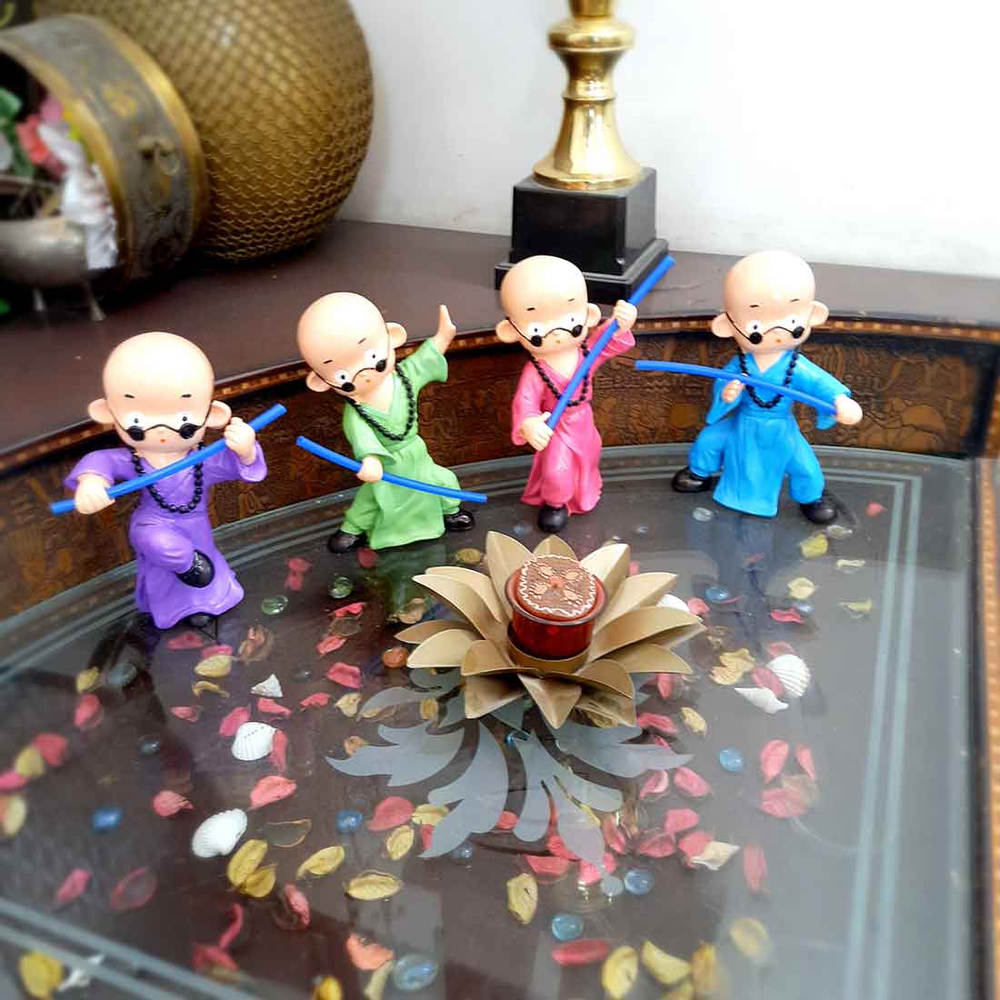 Baby Monk Showpiece - for Table Decoration & Gifts  - 8 Inch - Set of 4 - ApkaMart