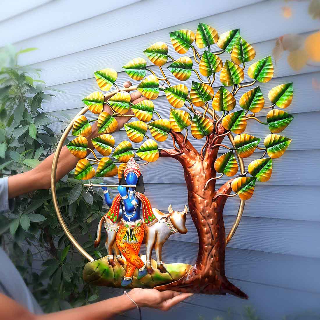 Krishna Backlit Wall Hanging - Metal Wall Art Decor - For Home Decor & Gifts -25 Inch - ApkaMart