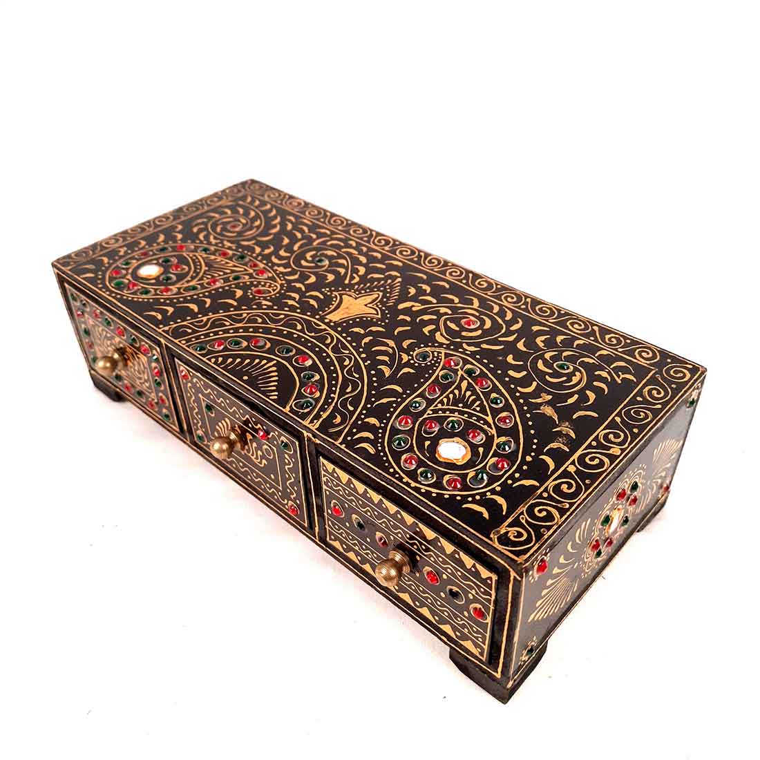 Jewelry Box Wooden | Decorative Jewellery Box - For Organizing & Gifts - 12 Inch - ApkaMart