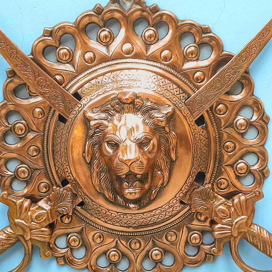 Dhal Talwar Showpiece - Lion Design - For Wall Decor - 18 Inch - Apkamart - #Style_pack of 1