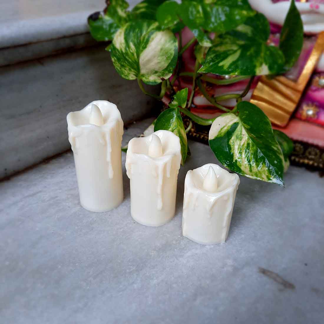 Decorative LED Candle - For Home Decor & Gifts -  3 Inches - Pack of 3 - ApkaMart