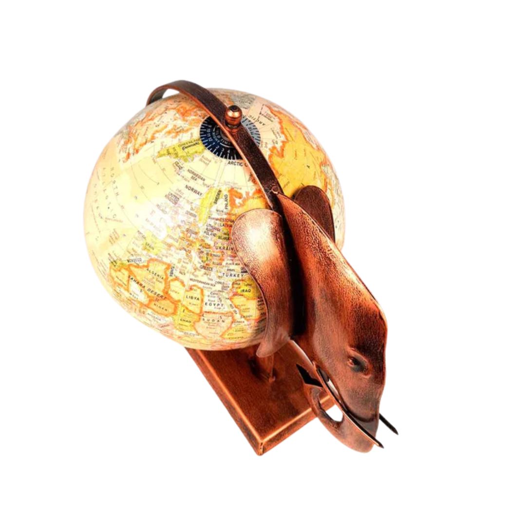 Elephant Globe - Antique Showpiece - For Table Decor & Gifts - 11 Inch - ApkaMart #Color_Copper