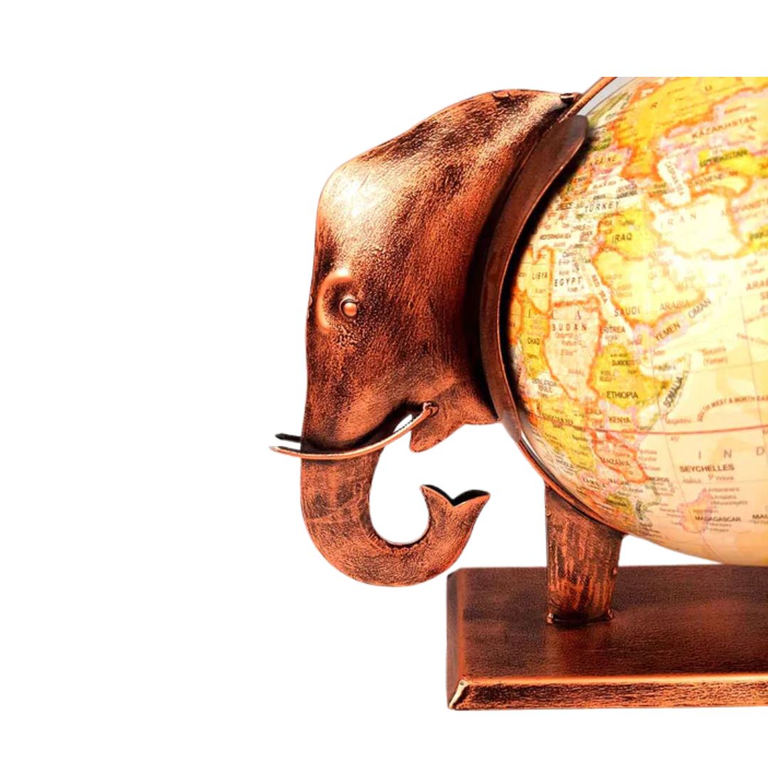 Elephant Globe - Antique Showpiece - For Table Decor & Gifts - 11 Inch - ApkaMart #Color_Copper