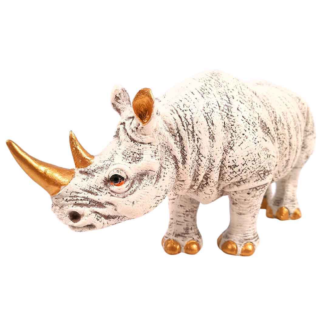 Rhino Showpiece Statue - For Home Decor, Office, Table Decor & Gifts - 5 Inch - Apkamart