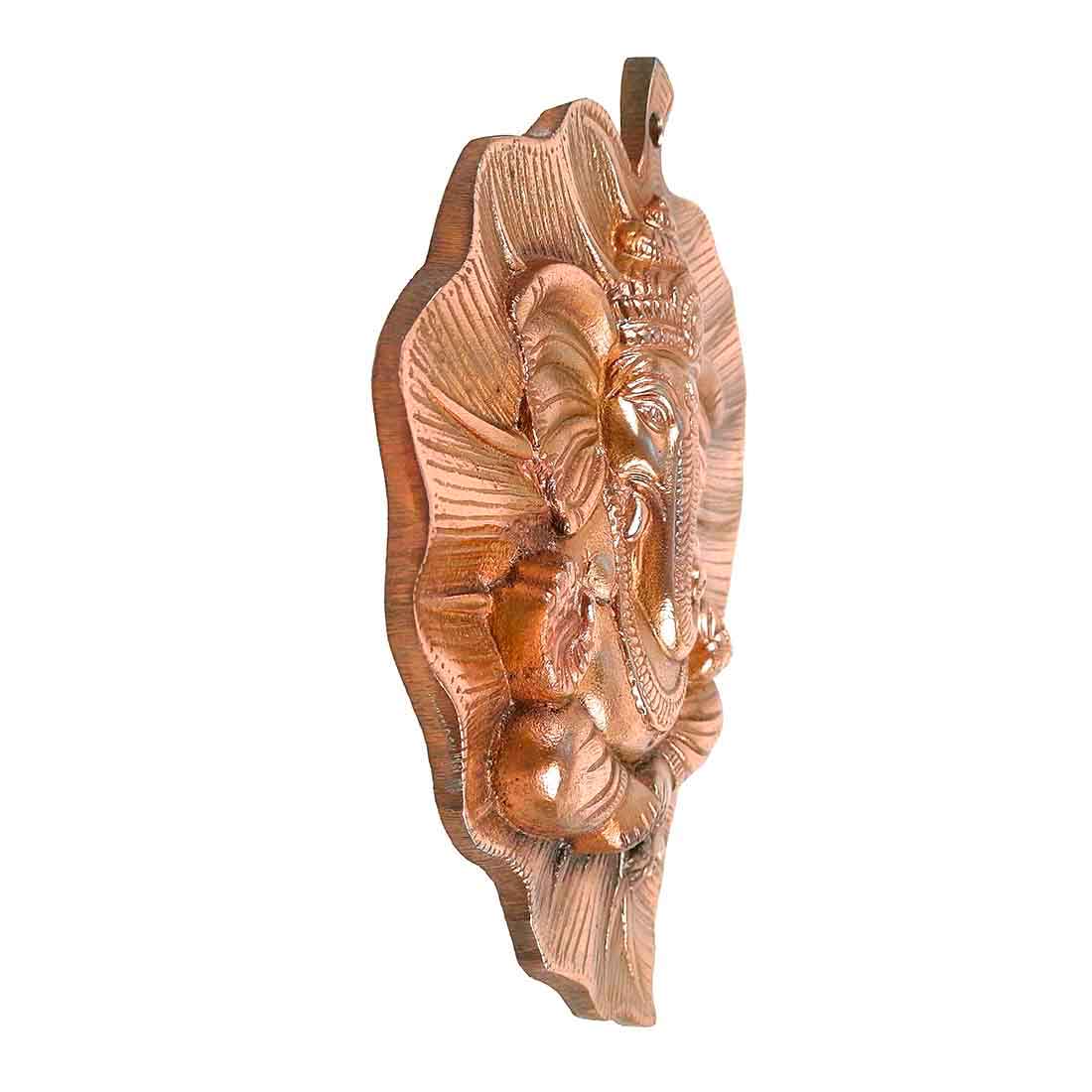 Ganesh Idol Wall Hanging | Lord Ganesha With Leaf Design Wall Statue Decor | Religious & Spiritual Wall Art - For Puja, Home & Entrance  Living Room & Gift - 8 Inch