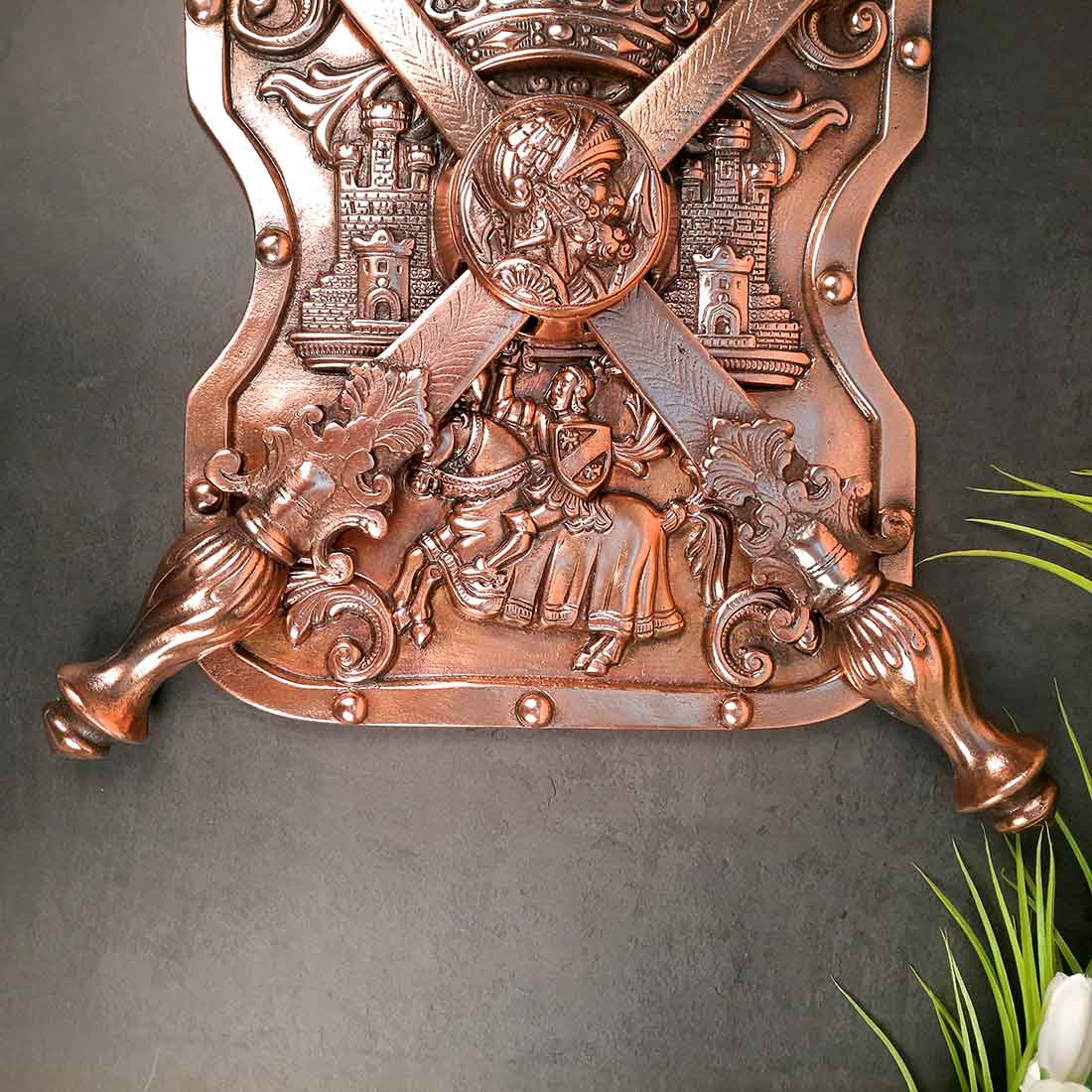 Dhal Talwar Wall Showpiece for Decor - 16 Inch - Apkamart #style_Pack of 2