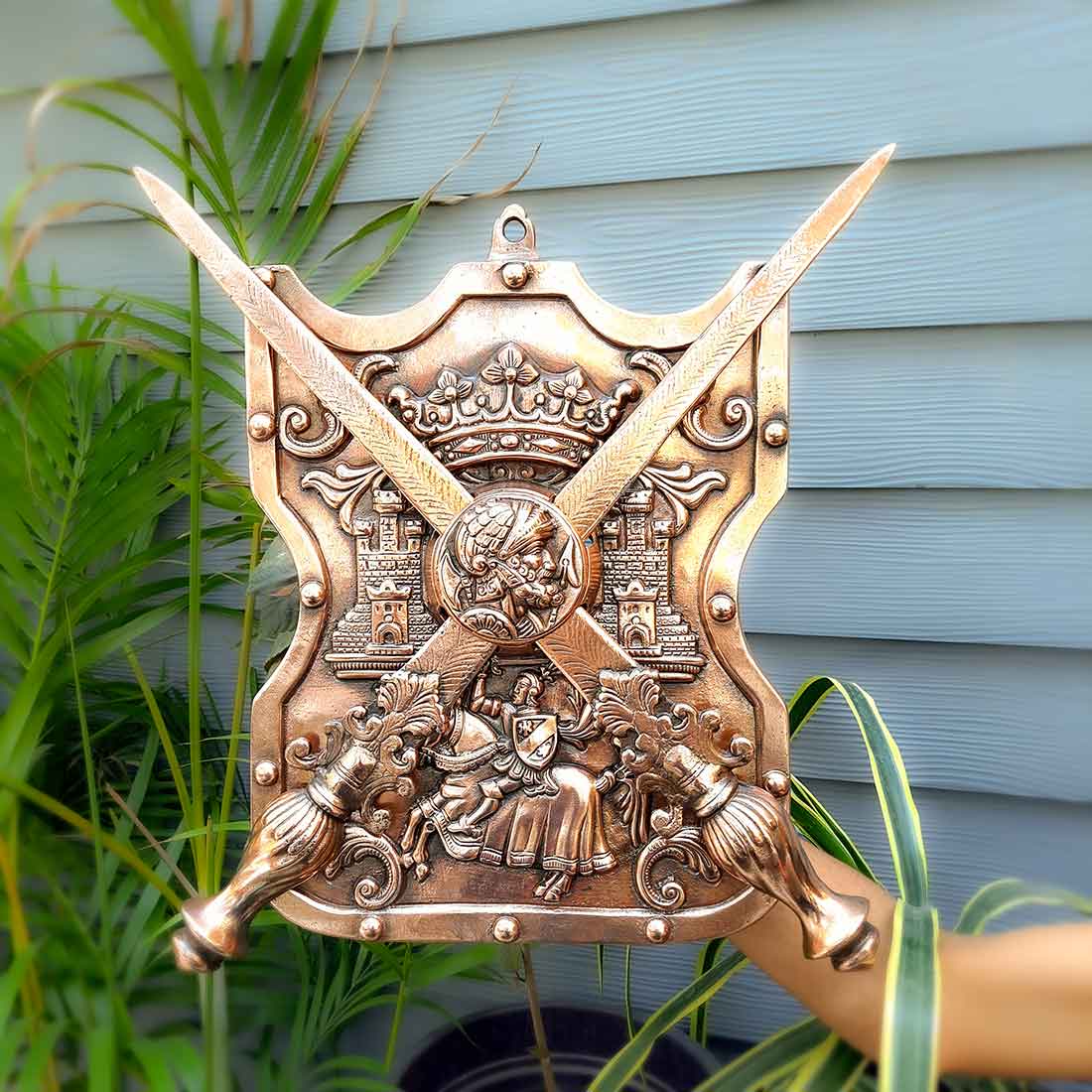 Dhal Talwar Wall Showpiece for Decor - 16 Inch - Apkamart #style_Pack of 2