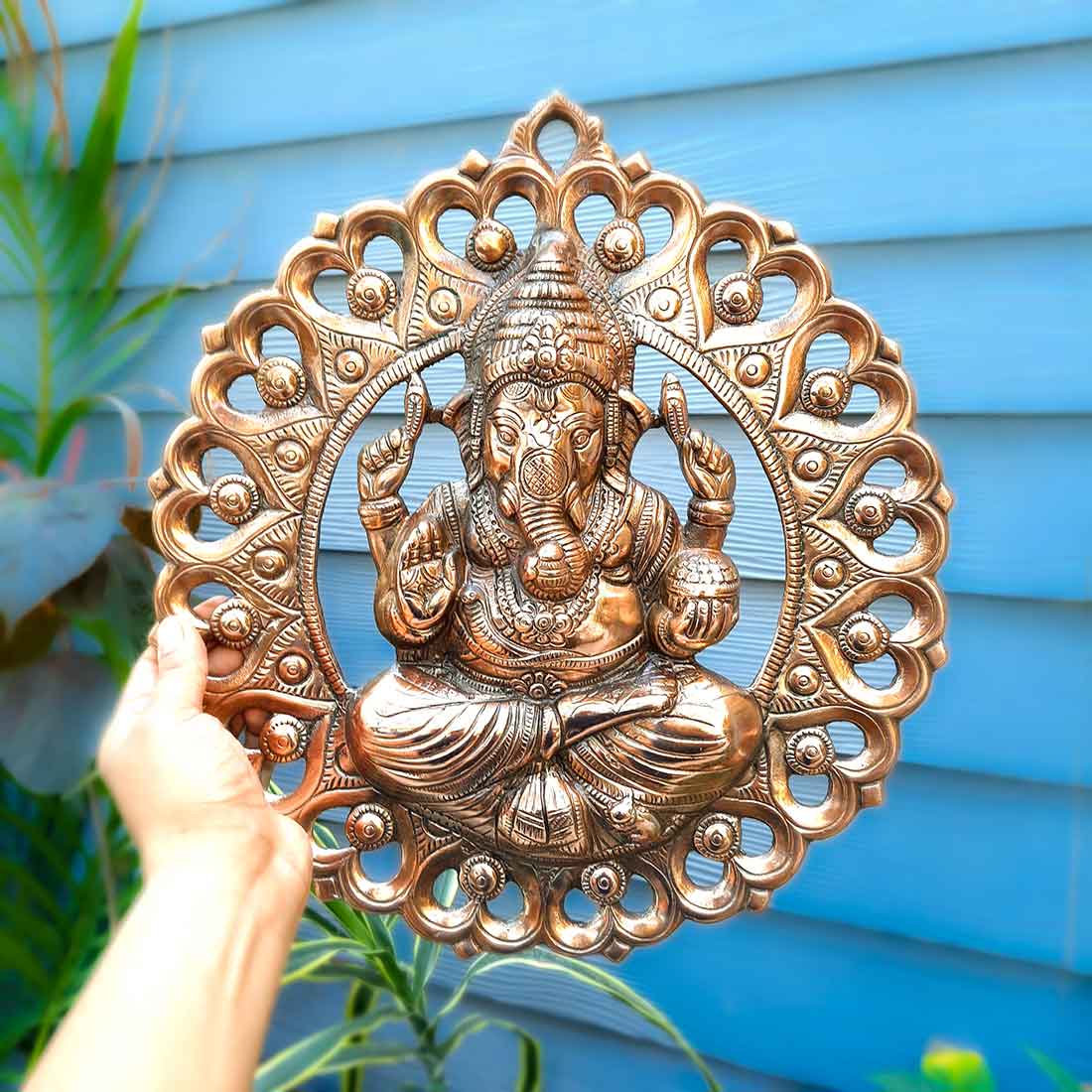 Sitting Ganesh Wall Hanging | Ganesh Wall Decor - For Home & Entrance Decor - 15 inch - Apkamart