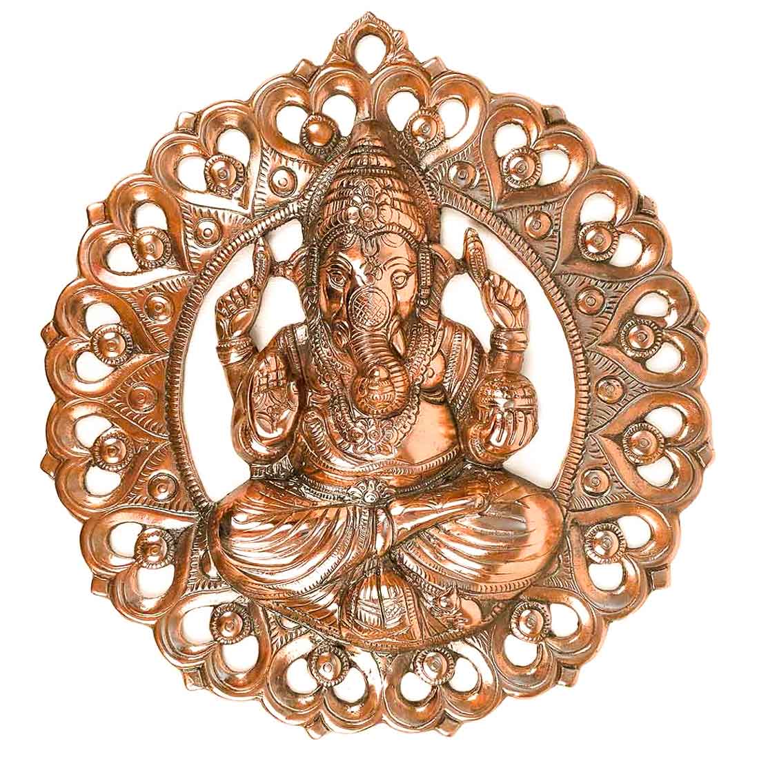 Sitting Ganesh Wall Hanging | Ganesh Wall Decor - For Home & Entrance Decor - 15 inch - Apkamart