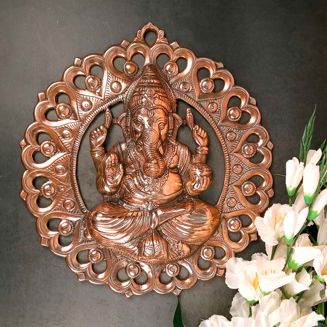 Sitting Ganesh Wall Hanging | Ganesh Wall Decor - For Home & Entrance Decor - 15 inch - Apkamart