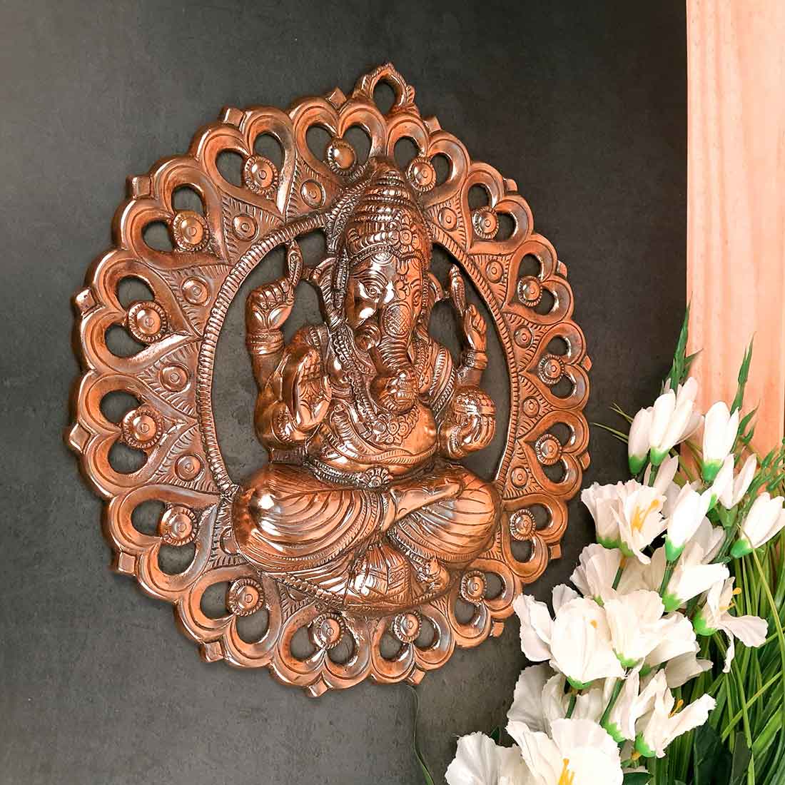 Sitting Ganesh Wall Hanging | Ganesh Wall Decor - For Home & Entrance Decor - 15 inch - Apkamart