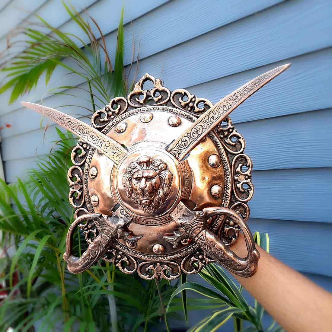 Lion Head Dhal Talwar Set 13 Inch - Apkamart #style_Pack of 2