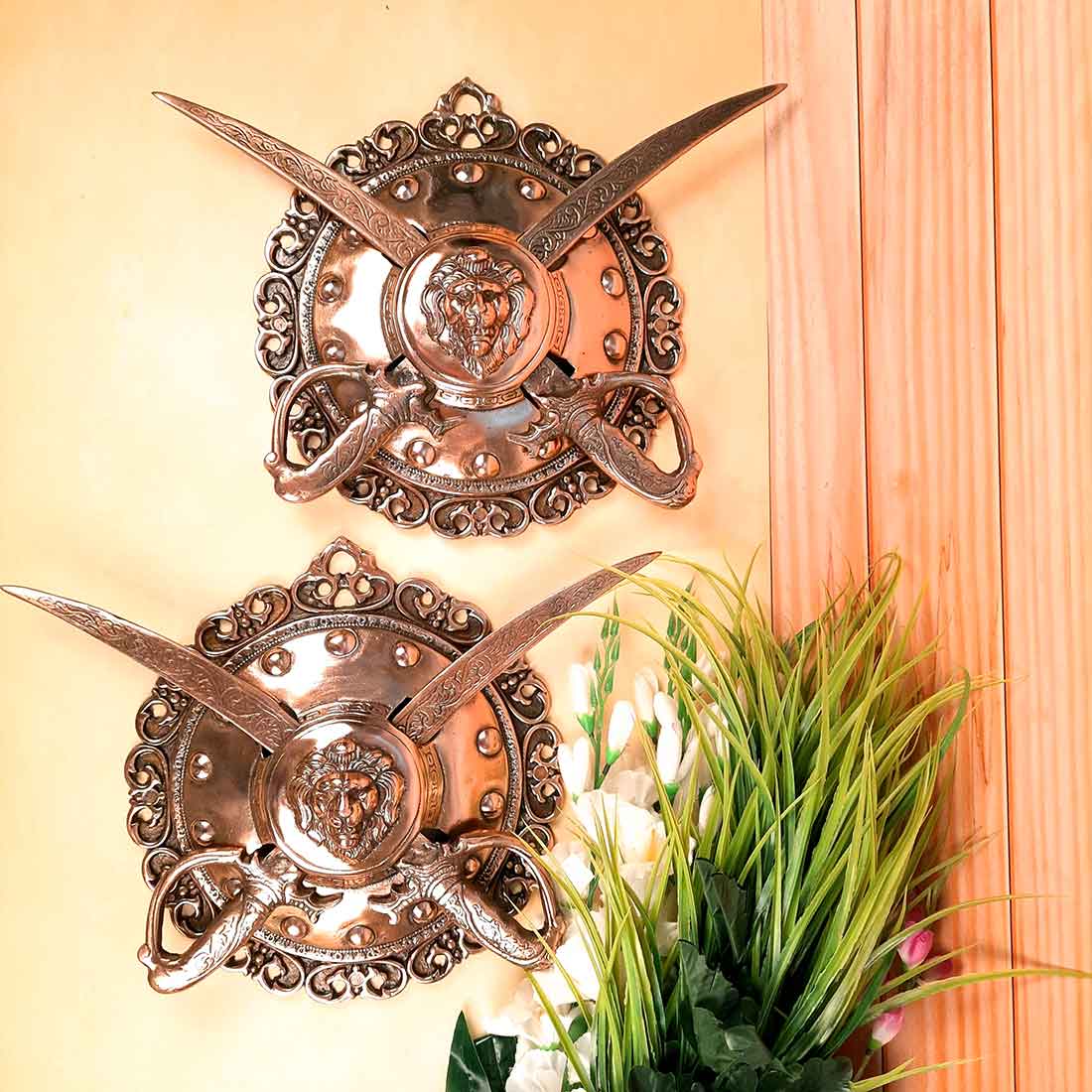 Lion Head Dhal Talwar Set 13 Inch - Apkamart #style_Pack of 2