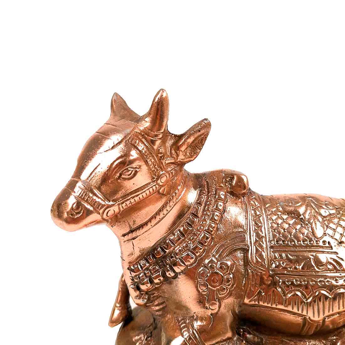 Nandi Statue - Shiva's Cow Nandi Idol - for Temple, Puja & Home Decor - 6 Inch - Apkamart