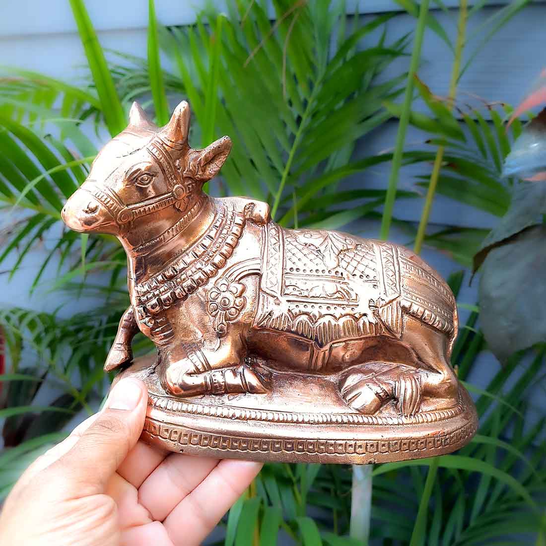 Nandi Statue - Shiva's Cow Nandi Idol - for Temple, Puja & Home Decor - 6 Inch - Apkamart