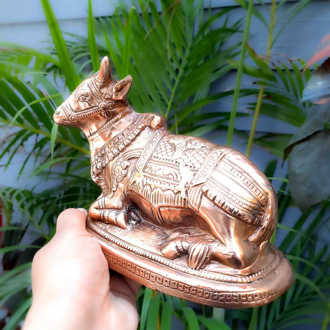 Nandi Statue - Shiva's Cow Nandi Idol - for Temple, Puja & Home Decor - 6 Inch - Apkamart