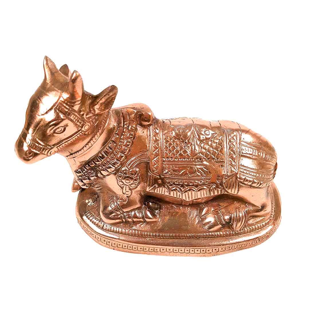 Nandi Statue - Shiva's Cow Nandi Idol - for Temple, Puja & Home Decor - 6 Inch - Apkamart