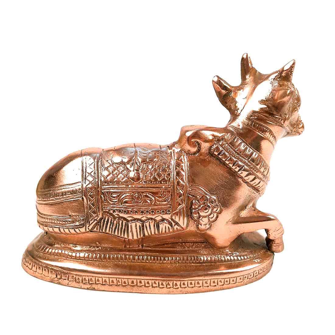 Nandi Statue - Shiva's Cow Nandi Idol - for Temple, Puja & Home Decor - 6 Inch - Apkamart