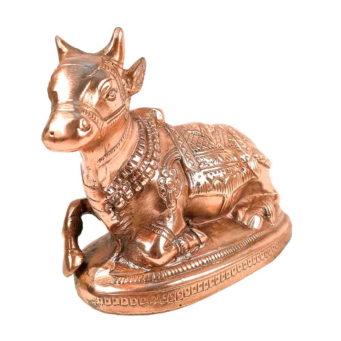 Nandi Statue - Shiva's Cow Nandi Idol - for Temple, Puja & Home Decor - 6 Inch - Apkamart