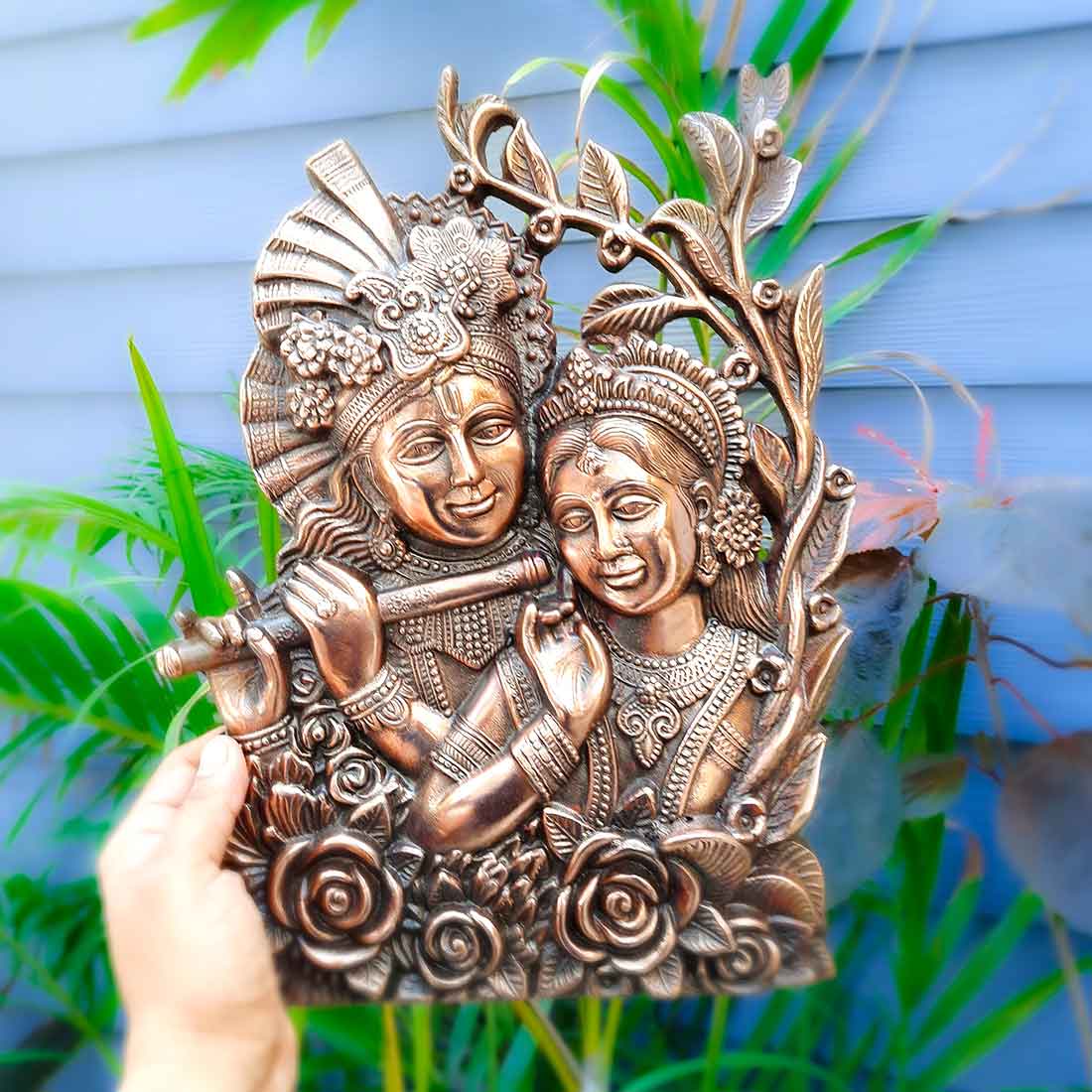 Radha Krishna Wall Hanging - For Home, Wall Decor & Wedding Gift - 14 inch - Apkamart